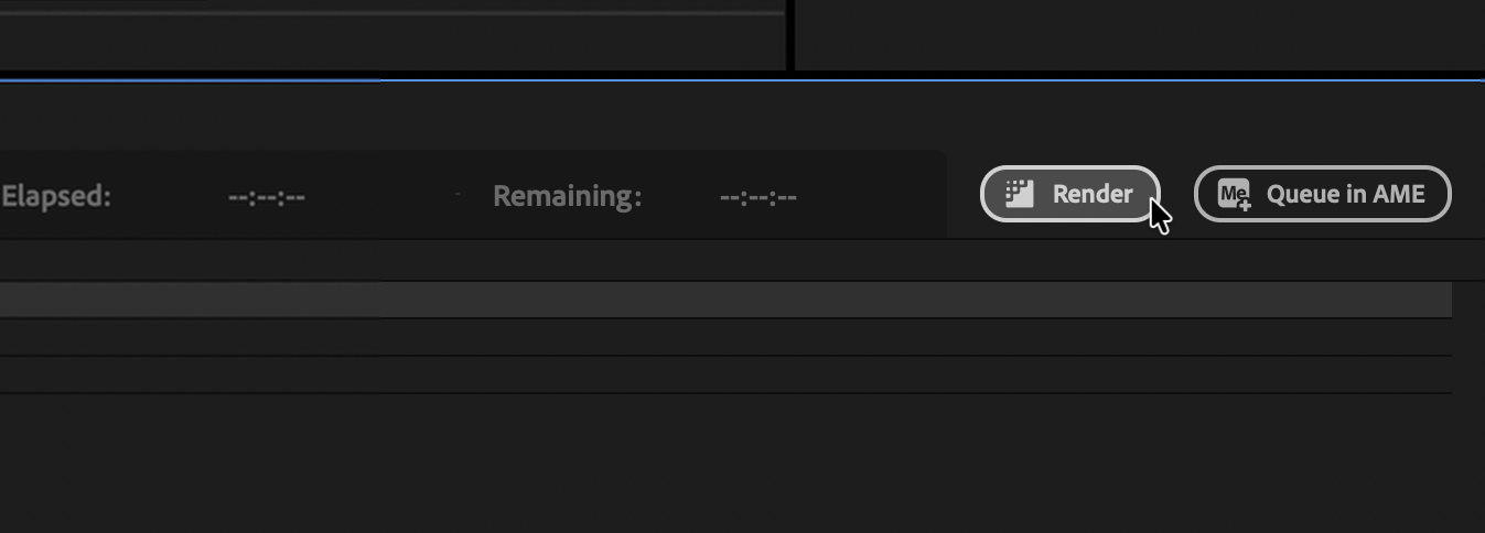 Render button in the After Effects Render Queue