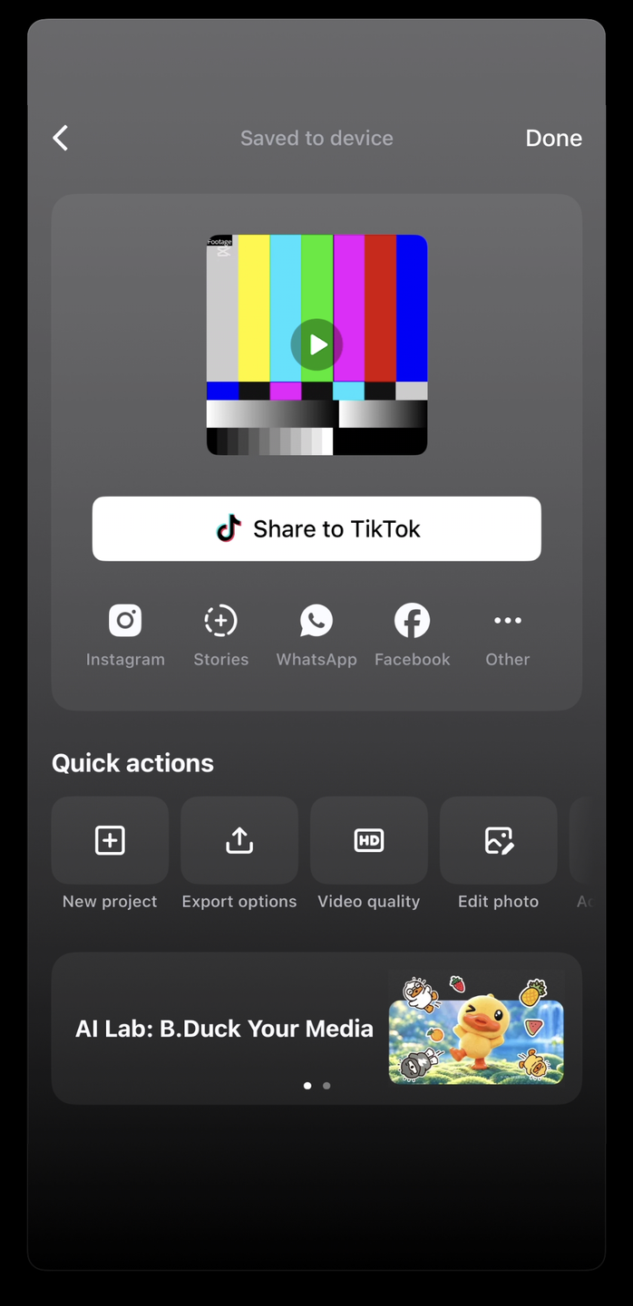 CapCut mobile saved screen with the Other button