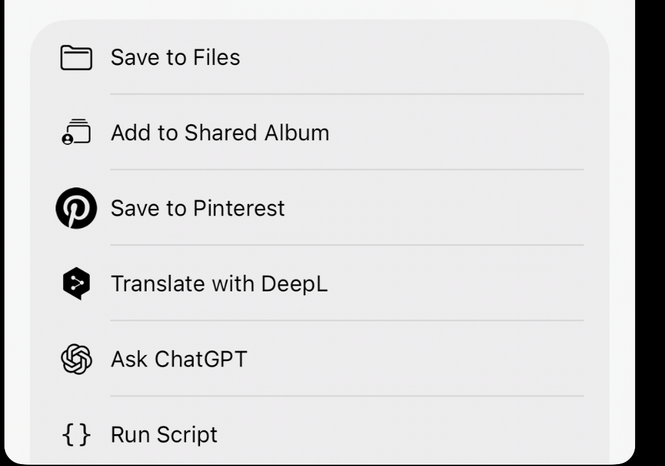 iPhone share sheet with Save to Files