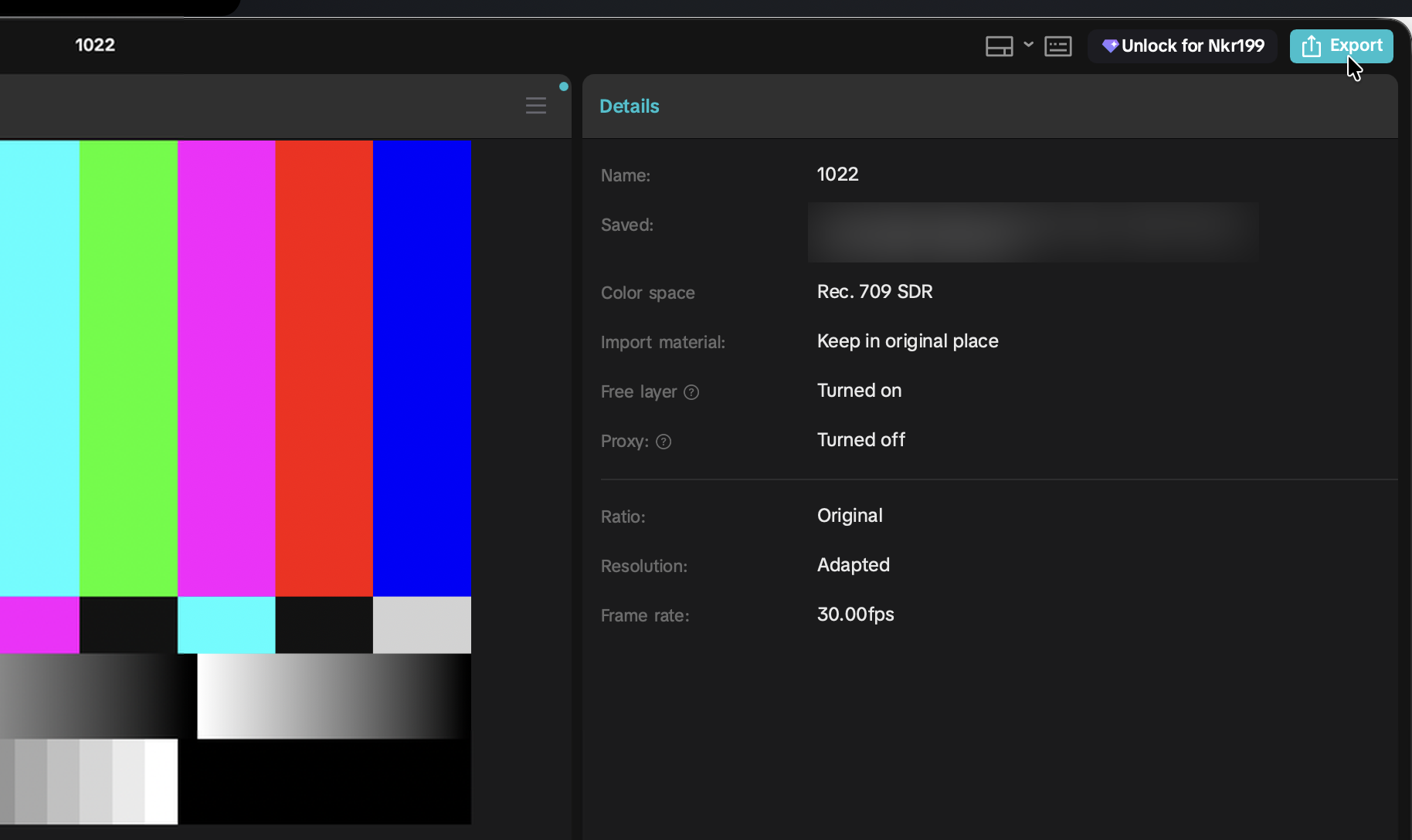 CapCut PC editor with the Export button